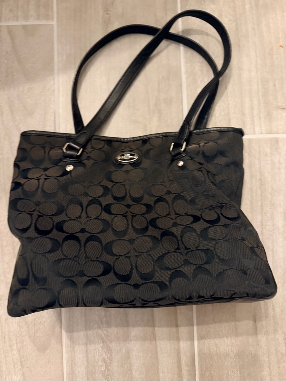 Coach Black Signature Patterned Tote